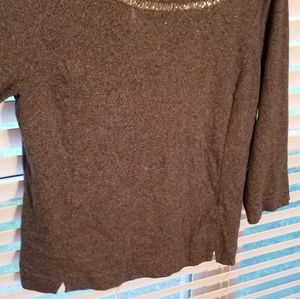 Heather grey boatneck jeweled shirt